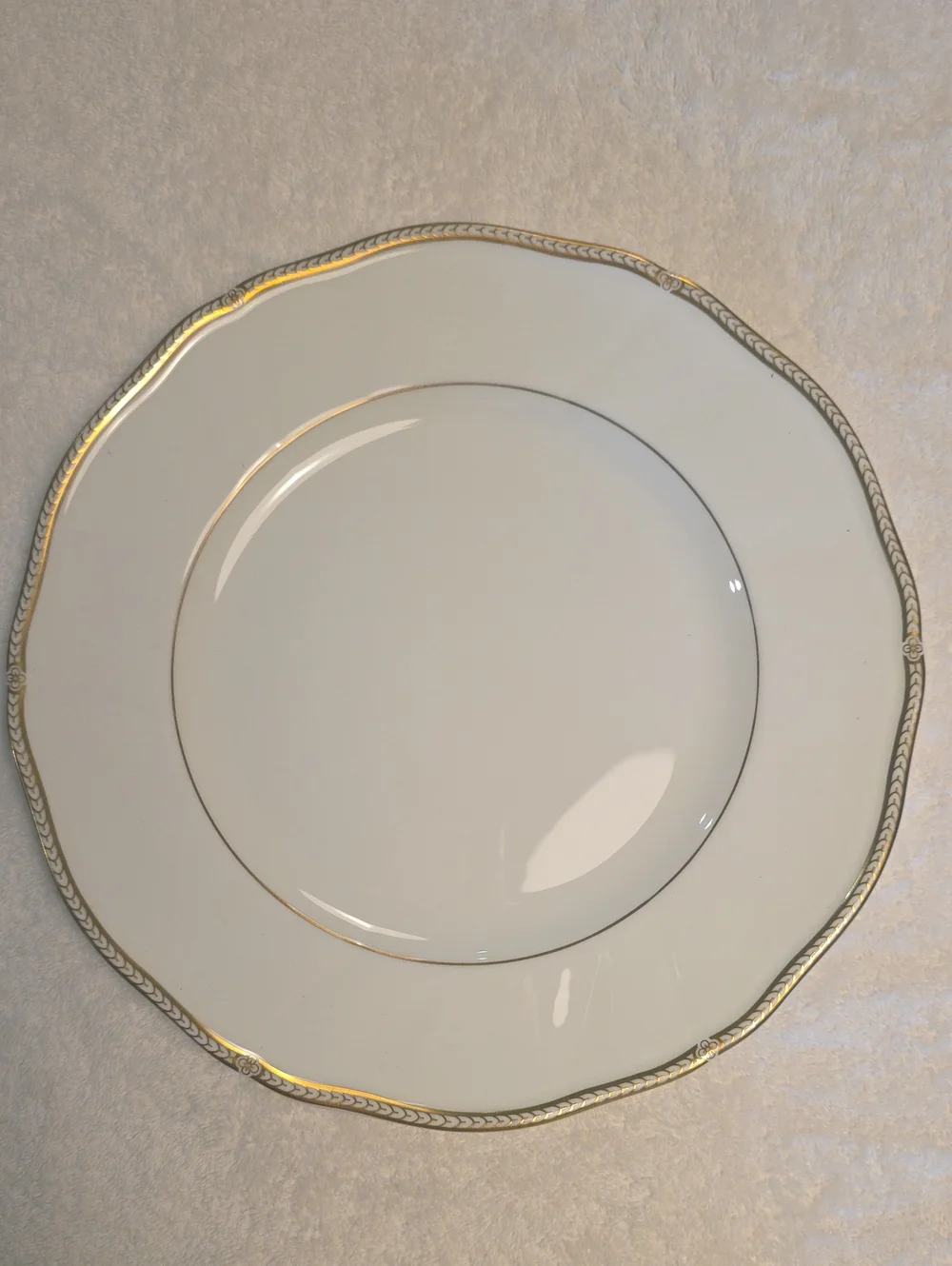 Wedgwood Bone China Elegant White Porcelain Dinner Plate with Gold Trim